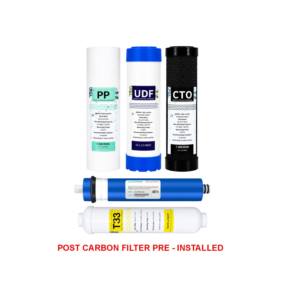 50GPD 5 Stage Reverse Osmosis System with Pump - Image 2
