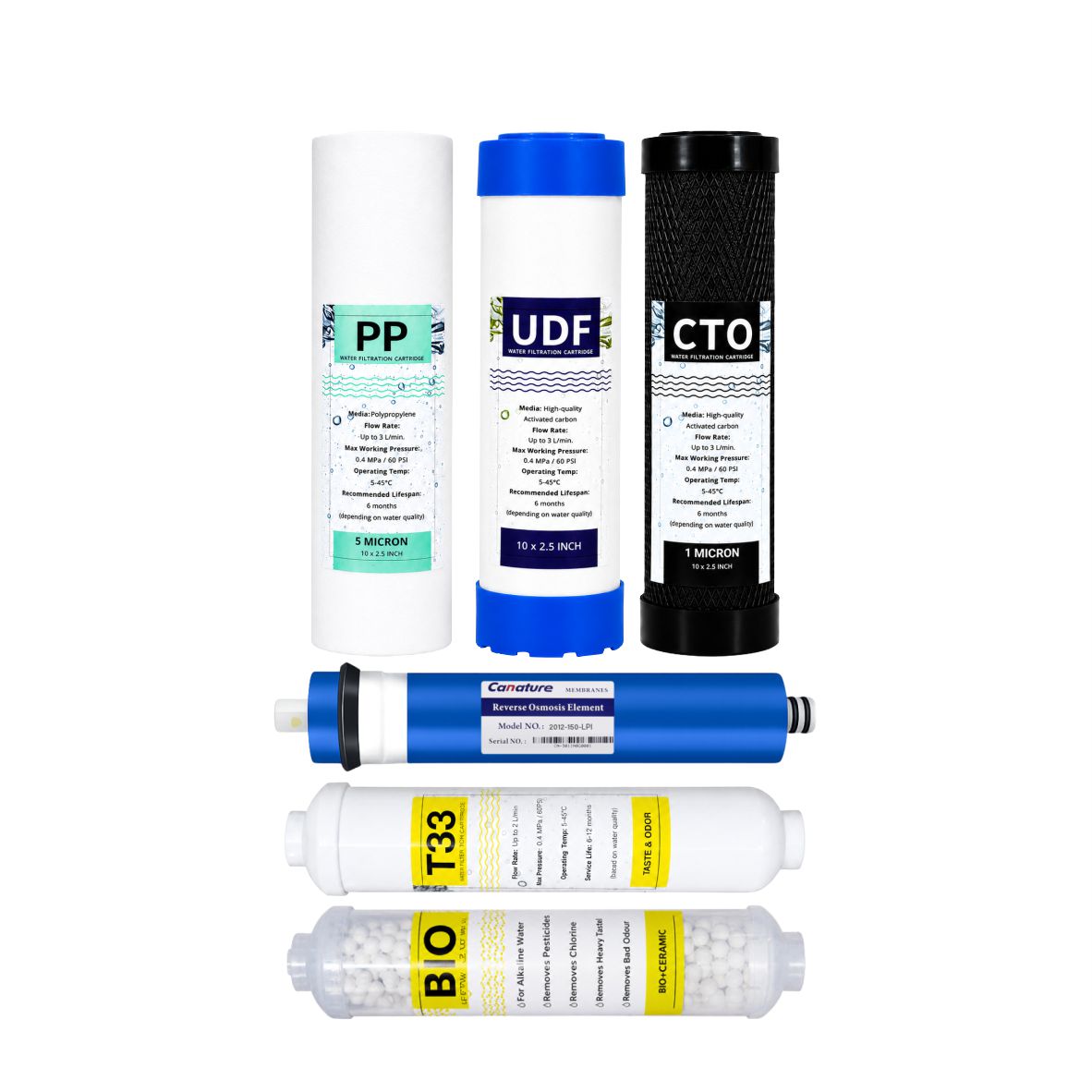 6 Stage Reverse Osmosis Filter Set with 150GPD Canature Membrane with Post Bio-Ceramic Filter