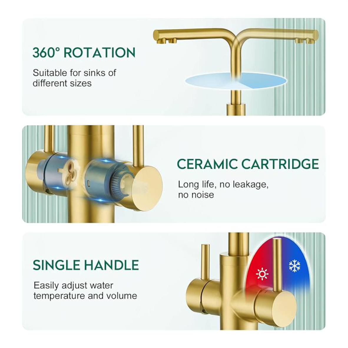 Brushed Gold 3in1 Faucet