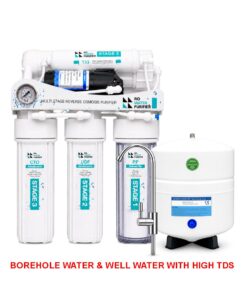80GPD High TDS 5 Stage Reverse Osmosis System with Pump